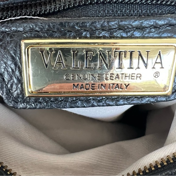 VALENTINA Carrano Black Tan Pebbled Leather Convertible Shoulder Sling Backpack - Picture 13 of 16